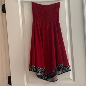 Red strapless tunic top